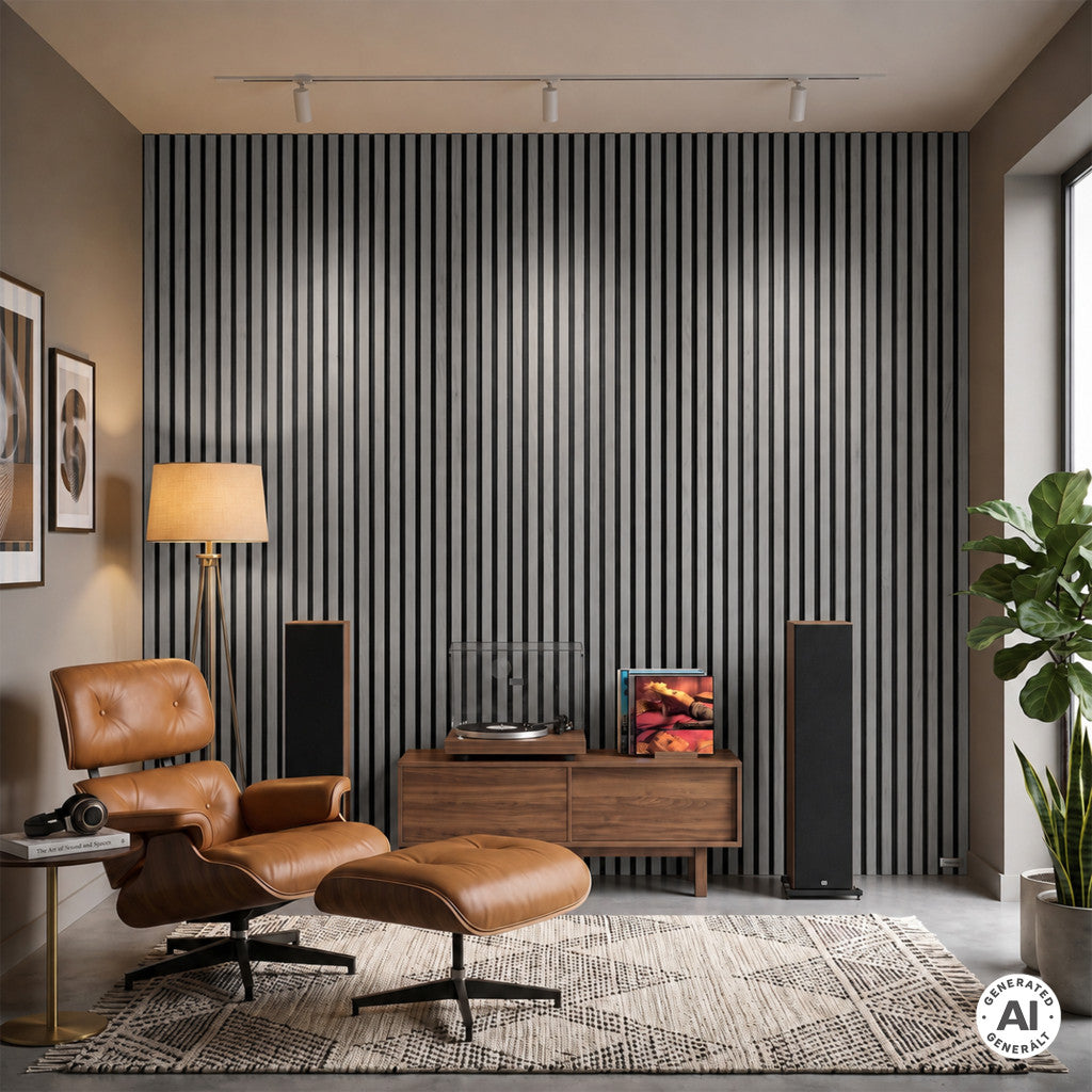 Akustikwandpaneel in Grautönen, 260 x 60 x 1,8 cm Sekundäres Bild