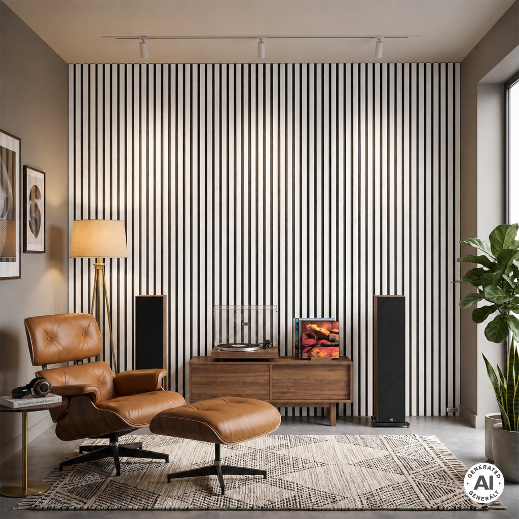 Akustikwandpaneel in Naturweiß-Optik, 260 x 60 x 1,8 cm Sekundäres Bild