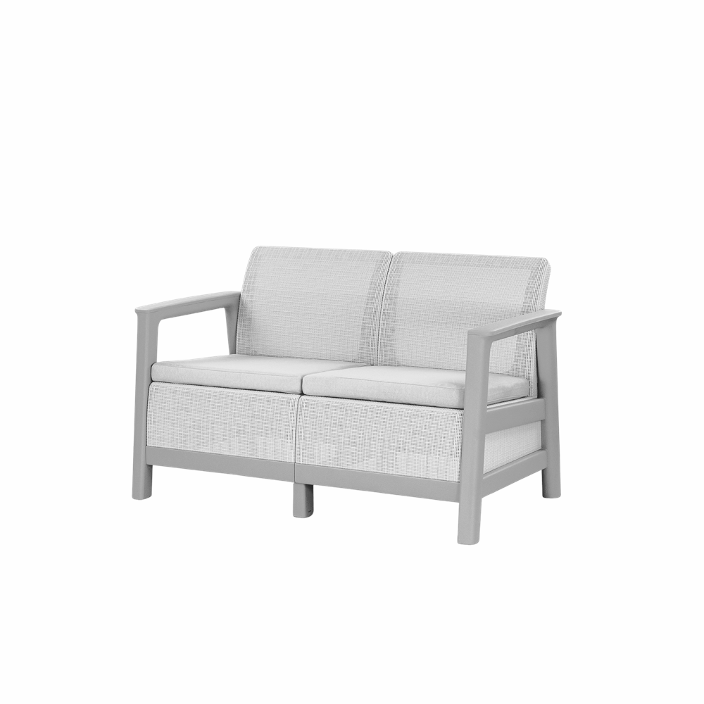 Scandi Box Linea Duo Gartenmöbel-Set mit Aufbewahrungstisch aus Jute Sekundäres Bild