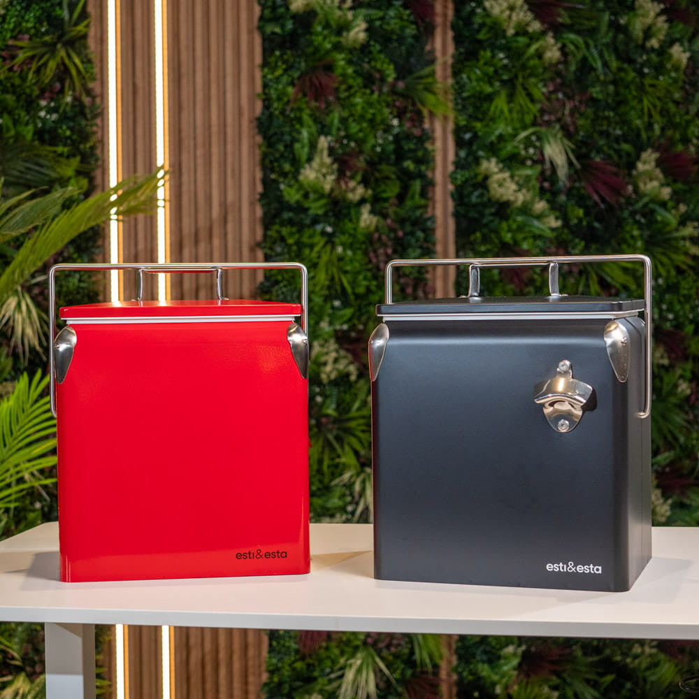 Tourist Retro-Metallkühlbox 13 L rot Sekundäres Bild