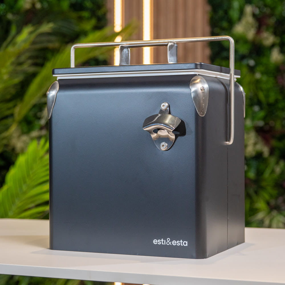 Tourist Retro-Metallkühlbox 13 L schwarz Sekundäres Bild