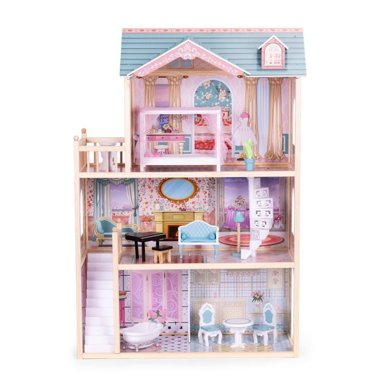 Großes Holzpuppenhaus 3 Etagen 11 Stück Sekundäres Bild