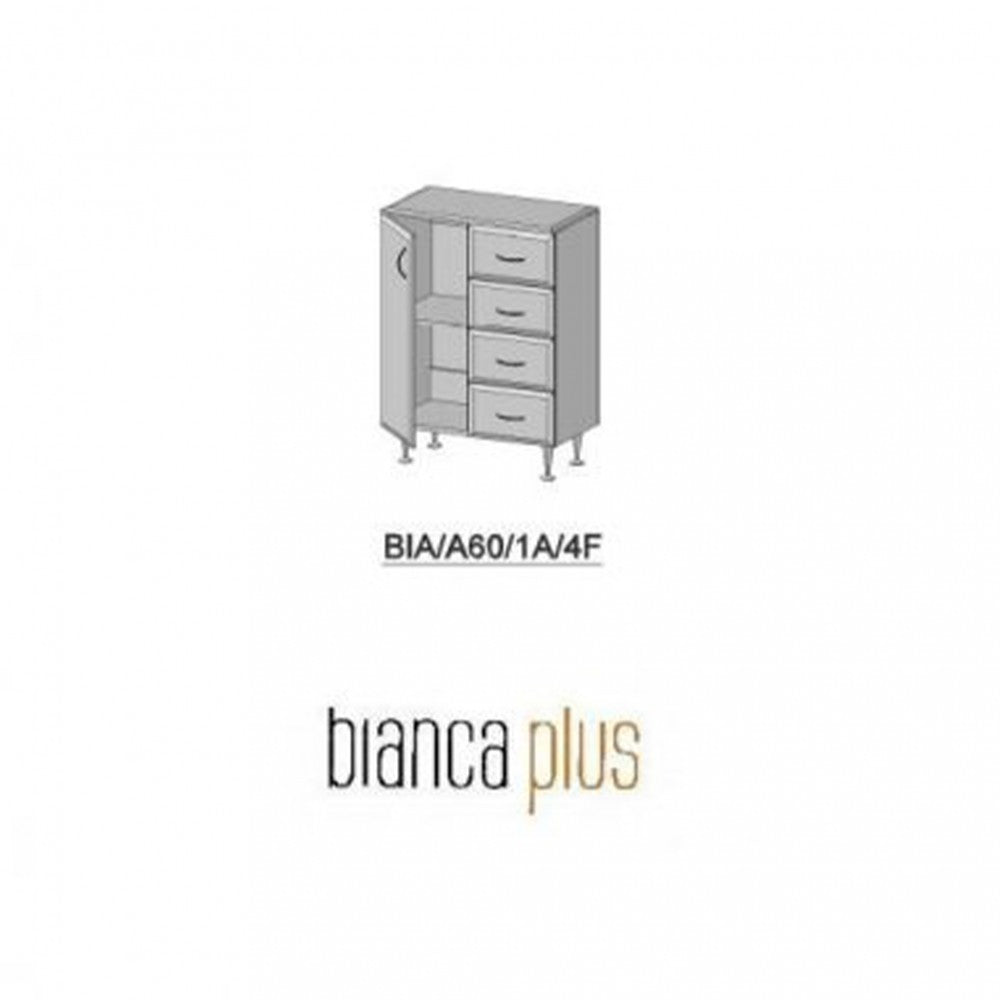 Bianca Plus 60 niedriger Kleiderschrank mit 1 Tür, 4 Schubladen, Eiche sonoma, links Sekundäres Bild