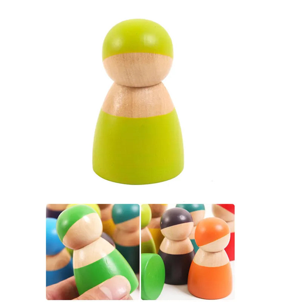 12 bunte Montessori-Holzfiguren „Freunde“ Sekundäres Bild