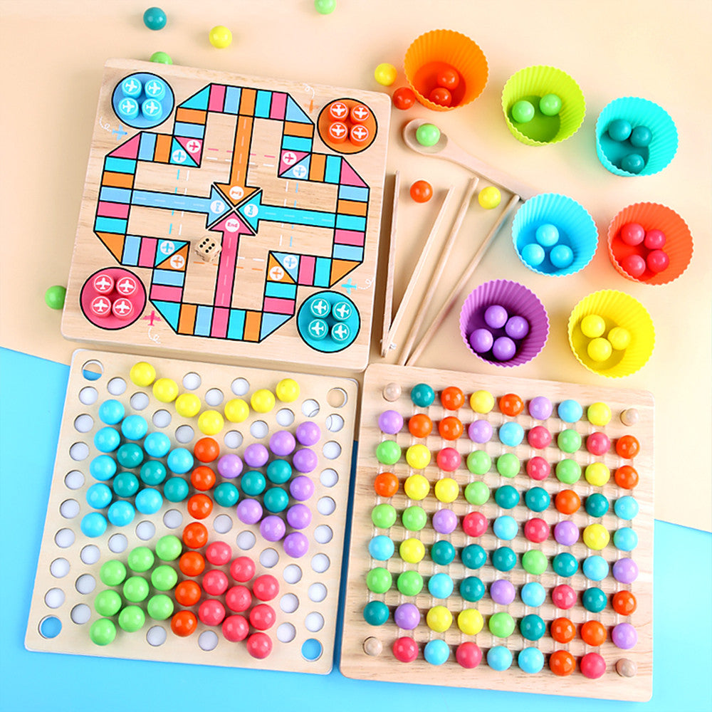 3-in-1-Brettspiel aus Holz, Kugelpuzzles, Flugsschach Sekundäres Bild