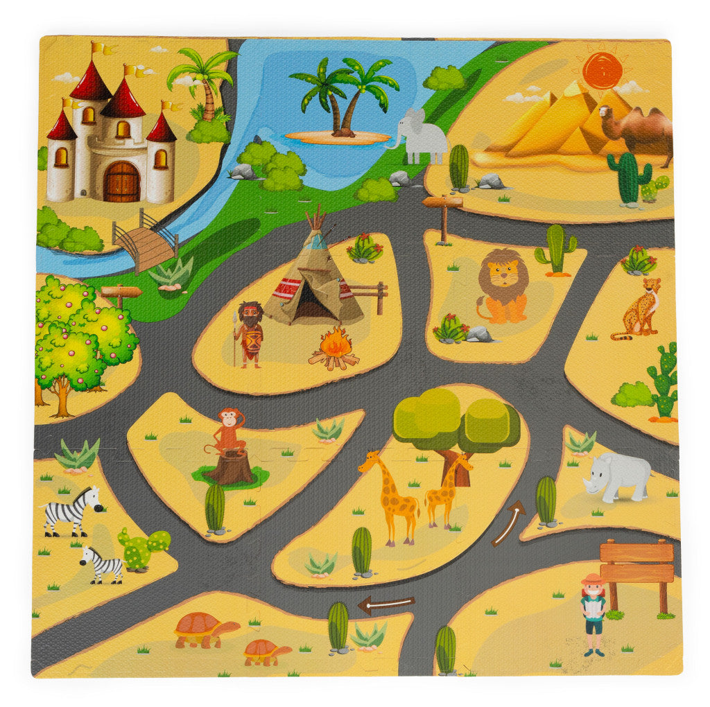 Schaumstoff Schwamm spielen Matte Safari Puzzle 9pcs 93x93cm Sekundäres Bild