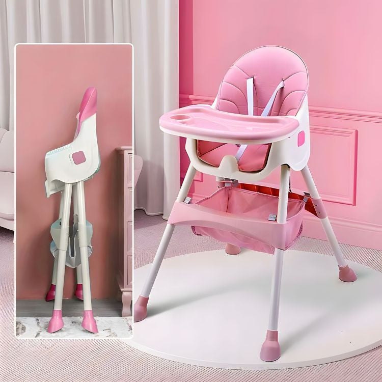 Hochstuhl mit Tablett und Korb mit 5-Punkt-Sicherheitsgurt rosa Sekundäres Bild