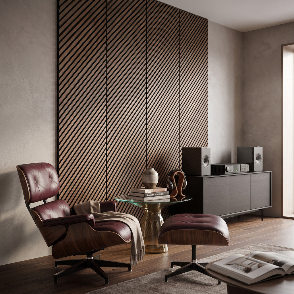 Akustikwandpaneel Deco I in Eiche-Öl-Optik, 260 × 60 × 1,8 cm Sekundäres Bild