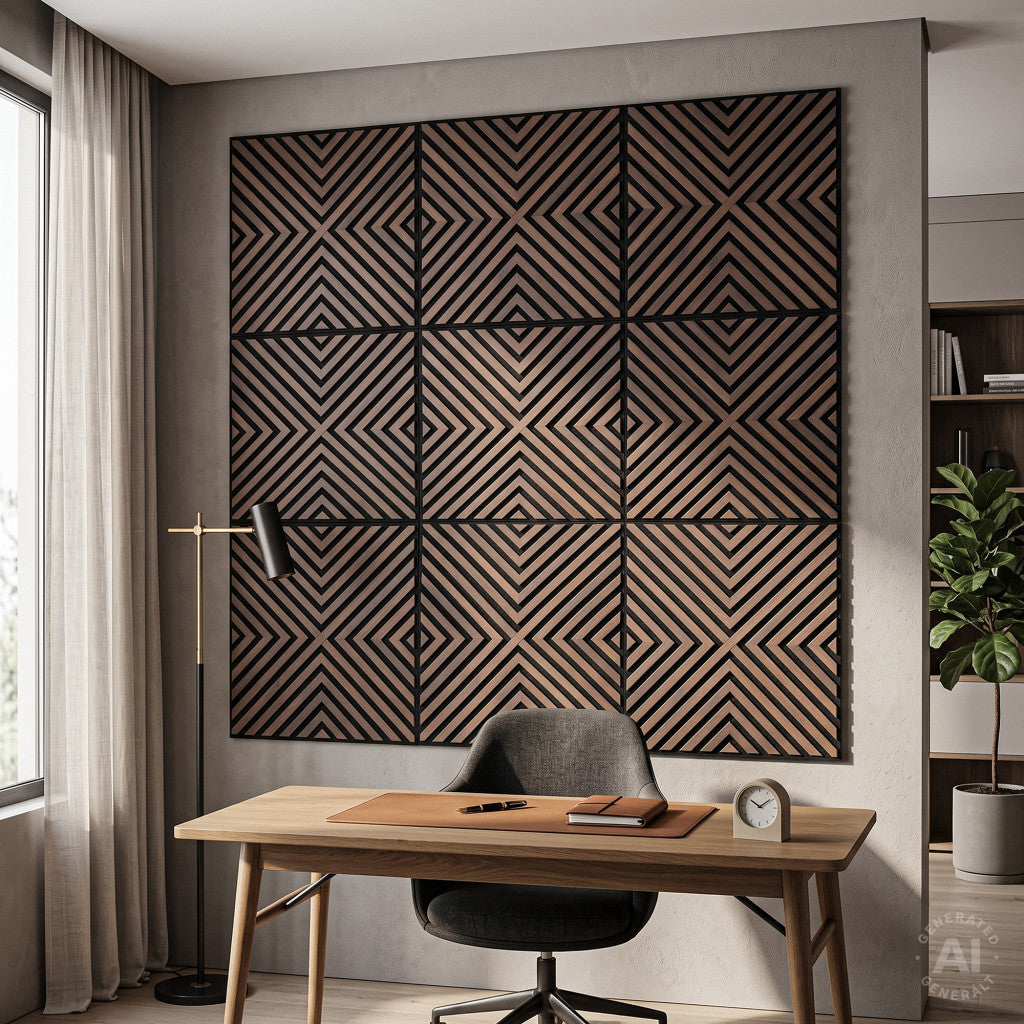 Akustikwandpaneel Deco IV in Nussbaumoptik, 60 x 60 x 1,8 cm Sekundäres Bild