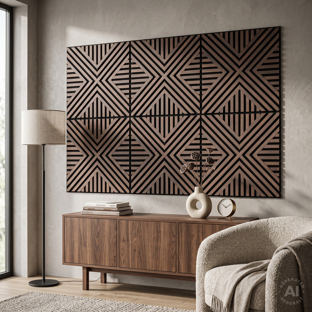 Akustikwandpaneel Deco VII in Nussbaumoptik, 60 x 60 x 1,8 cm Sekundäres Bild