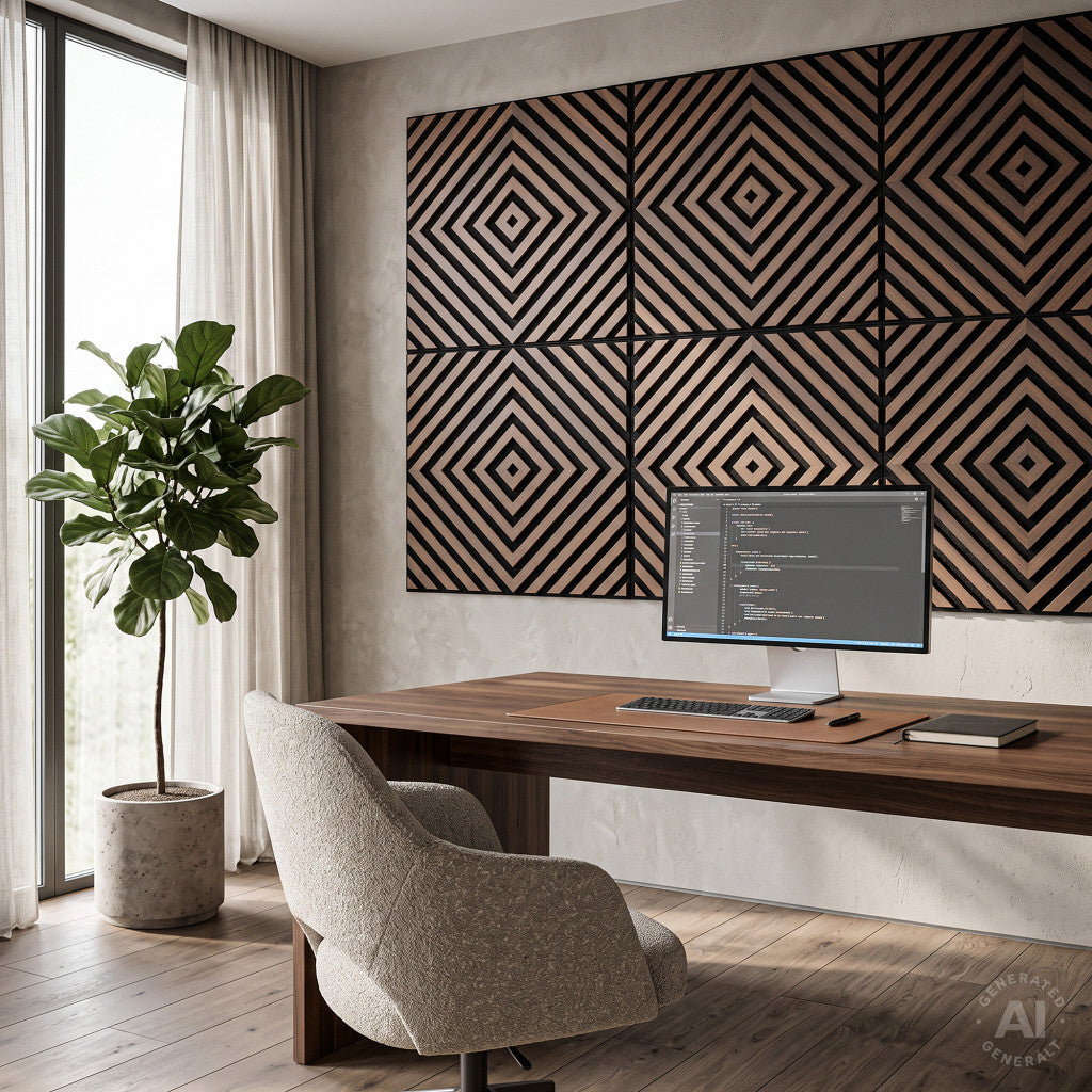 Akustikwandpaneel Deco XI in Nussbaum-Optik, 60 × 60 × 1,8 cm Sekundäres Bild