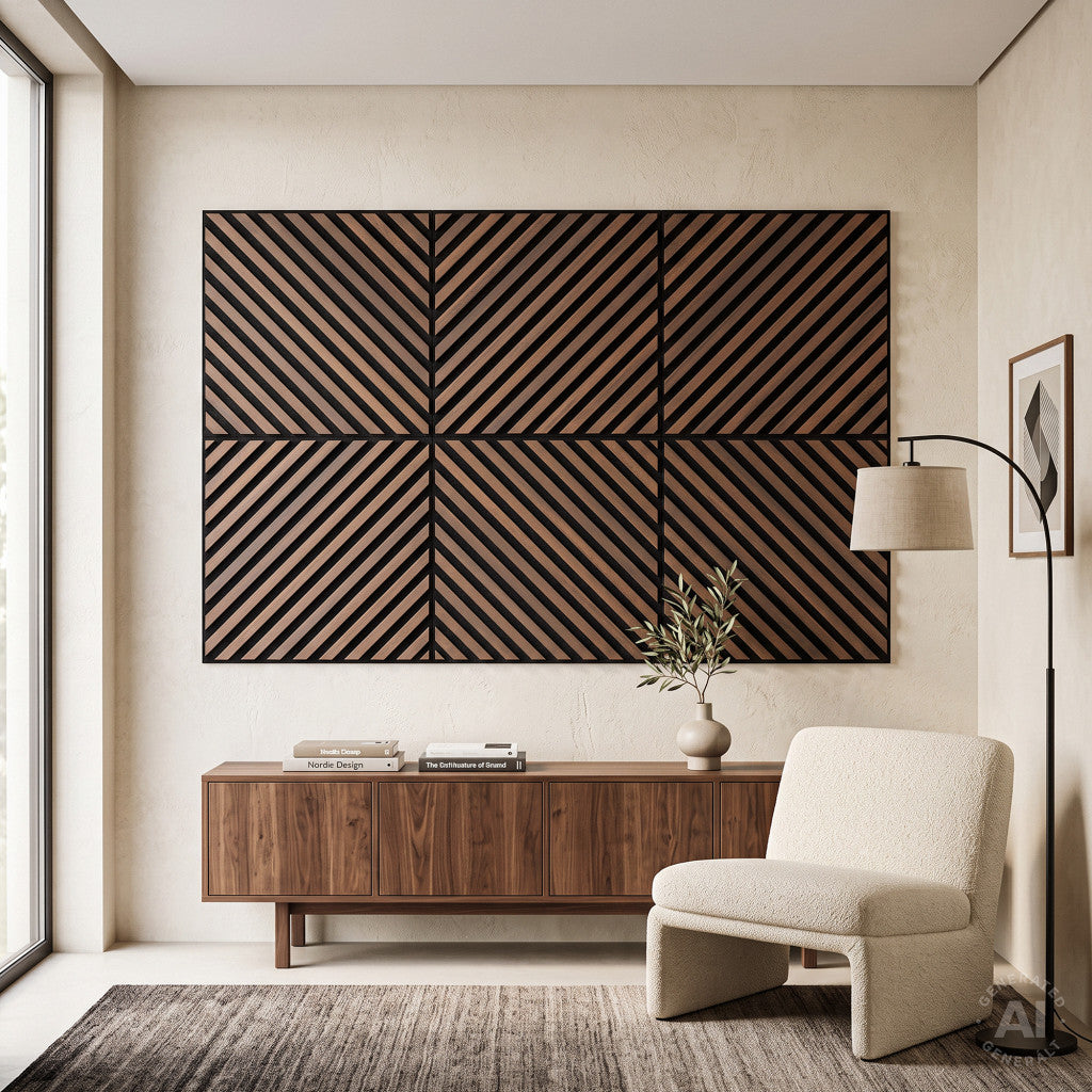 Akustikwandpaneel Deco III in Nussbaum-Optik, 60 x 60 x 1,8 cm Sekundäres Bild