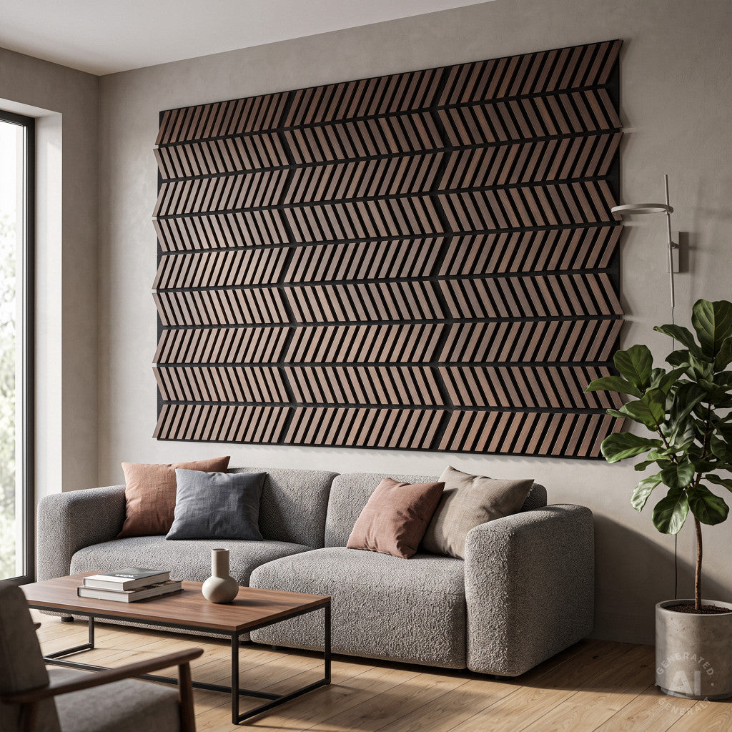 Akustikwandpaneel Deco XII in Nussbaum-Optik, 60 x 60 x 1,8 cm Sekundäres Bild