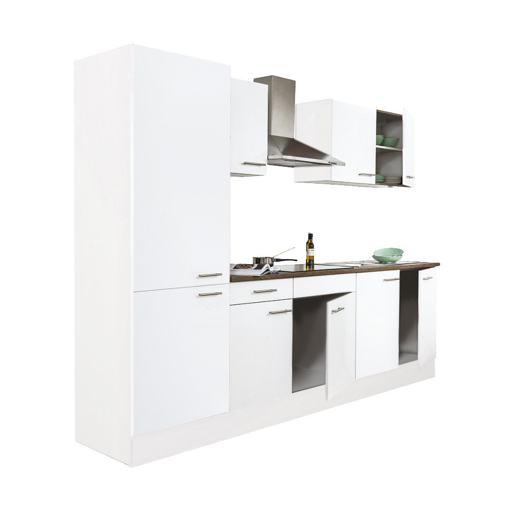 Yorki konyhabútor, 270 cm széles fehér konyhablokk selyemfényű fronttal - Homelux, L270FHFH-PSZ