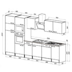 Konyhabútor méretábra 2050 mm magas, 2200 mm munkapulttal - Homelux, L340STAN