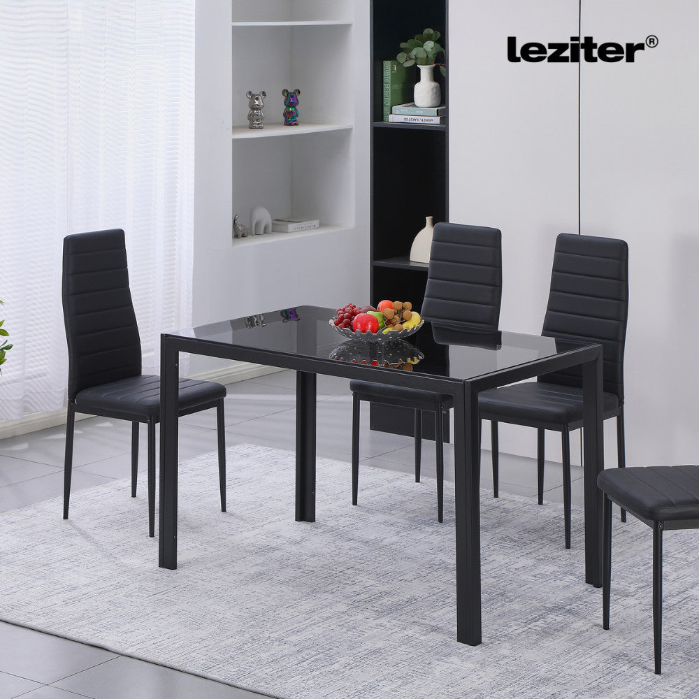 Clara 120 cm quadratischer Glas-Esstisch schwarz Sekundäres Bild