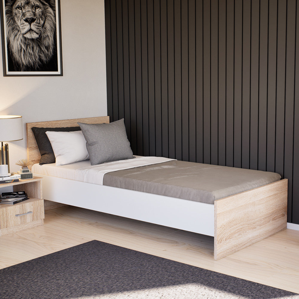 Miami Einzelbett 90x200 cm sonoma eiche-weiß Sekundäres Bild