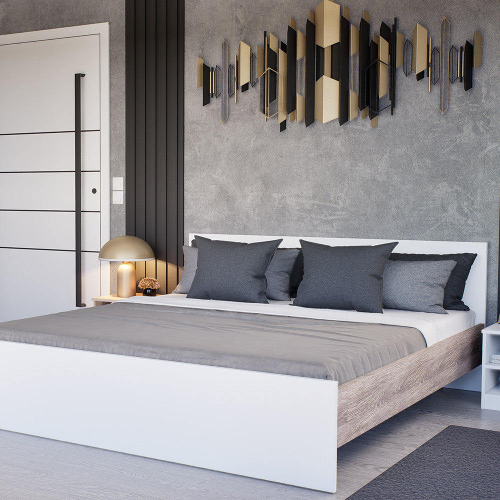Miami Doppelbett ohne Wäscheständer 180x200 cm weiß-york oak Sekundäres Bild