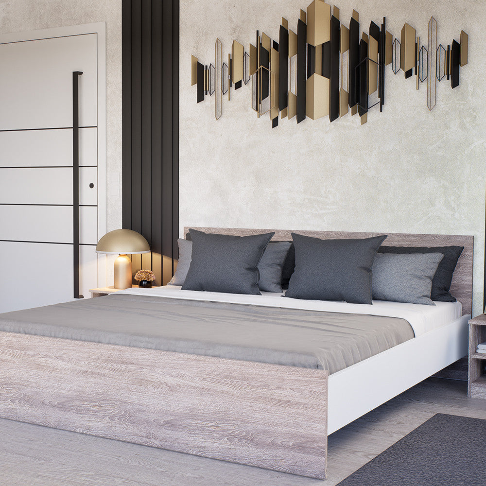 Miami Doppelbett ohne Lattenrost 180x200 cm Yorker Eiche-weiß Sekundäres Bild