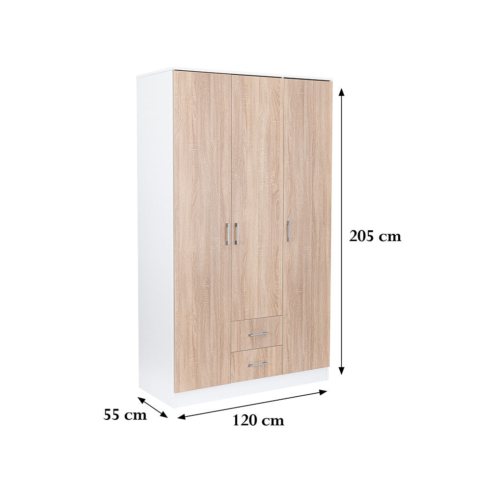 Miami Kleiderschrank 120x205 cm sonoma Eiche weiß Sekundäres Bild