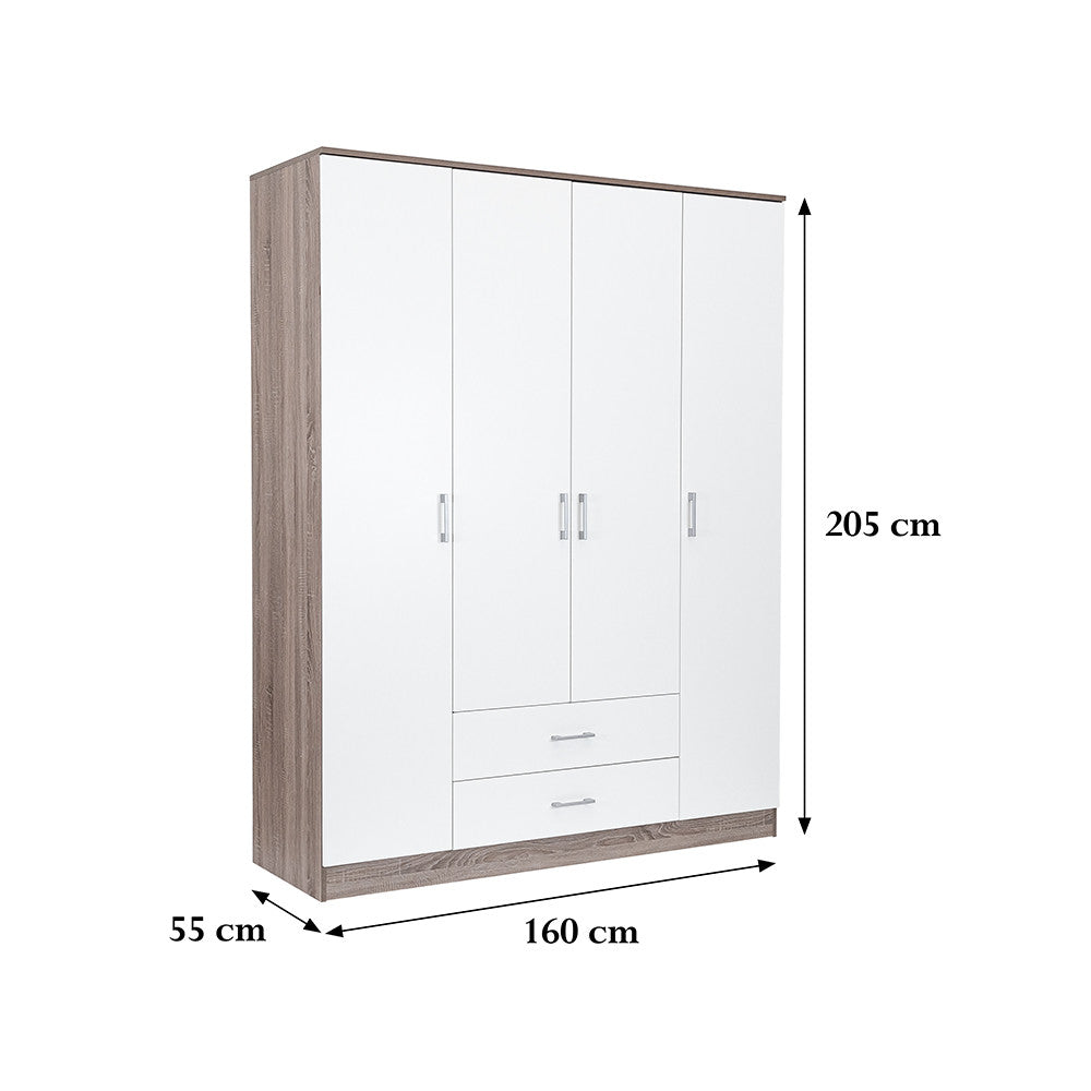 Miami Kleiderschrank 160x205 cm weiß-york Eiche Sekundäres Bild