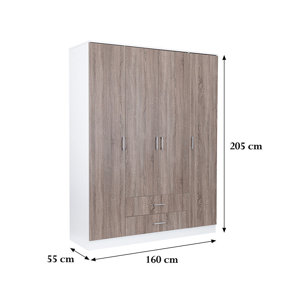 Miami Kleiderschrank 160x205 cm York Eiche-weiß Sekundäres Bild