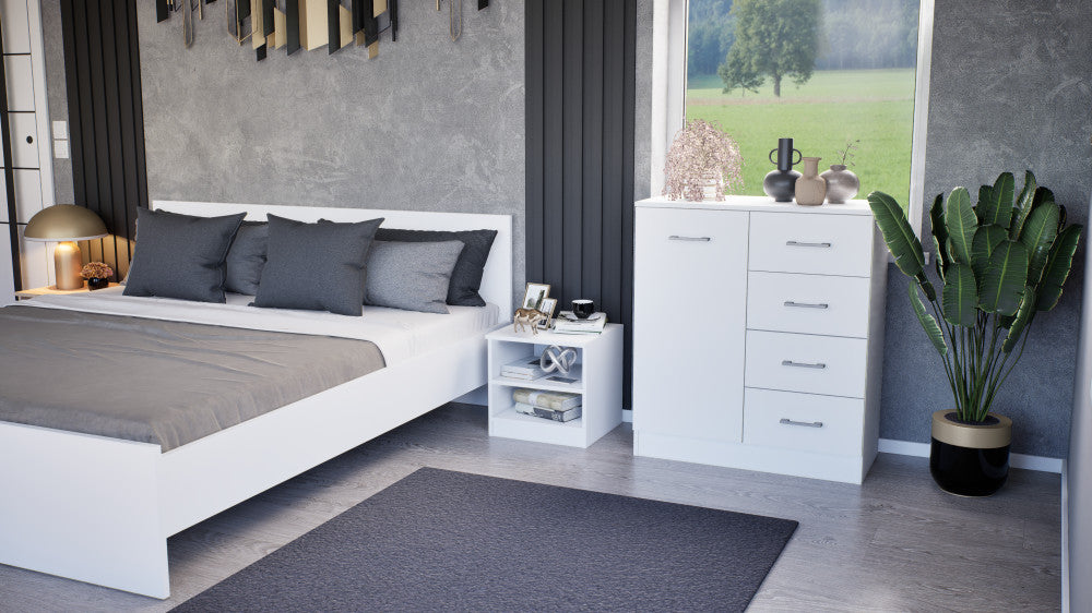 Miami Sideboard 1 Tür 4 Schubladen 80x92 cm weiß-weiß Sekundäres Bild