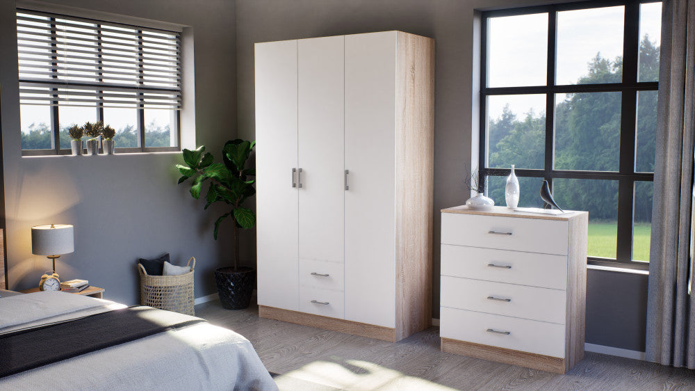 Miami Sideboard mit 4 Schubladen 80x92 cm weiß-sonoma Eiche Sekundäres Bild