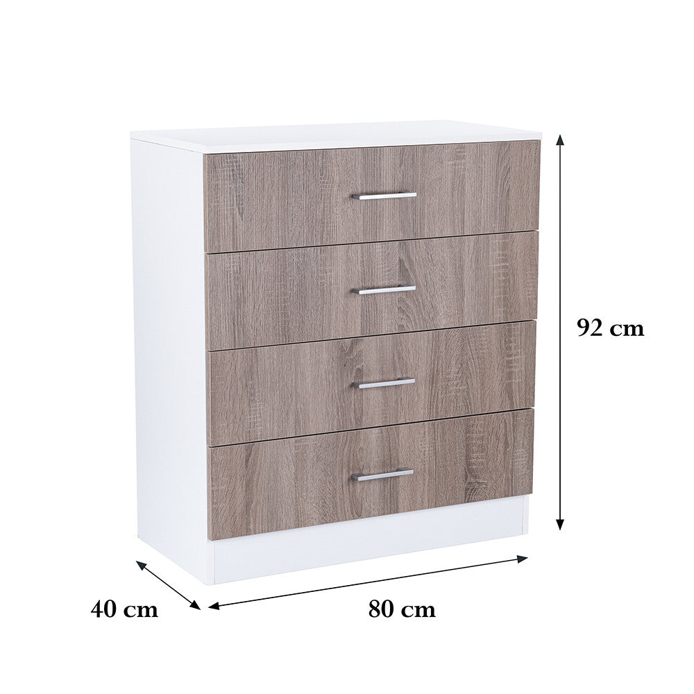 Miami sideboard mit 4 schubladen 80x92 cm york eiche-weiss Sekundäres Bild