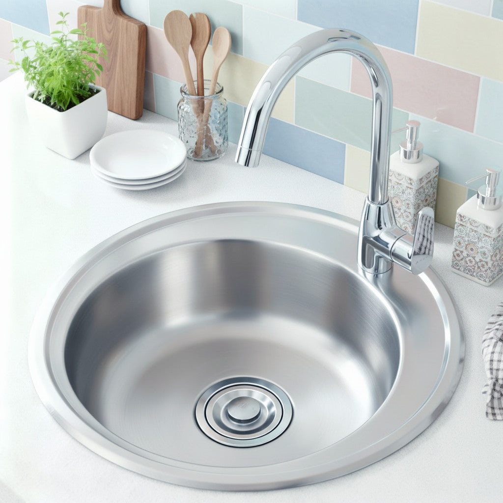 Teur Rundspüle mit Becken aus Edelstahl Sekundäres Bild