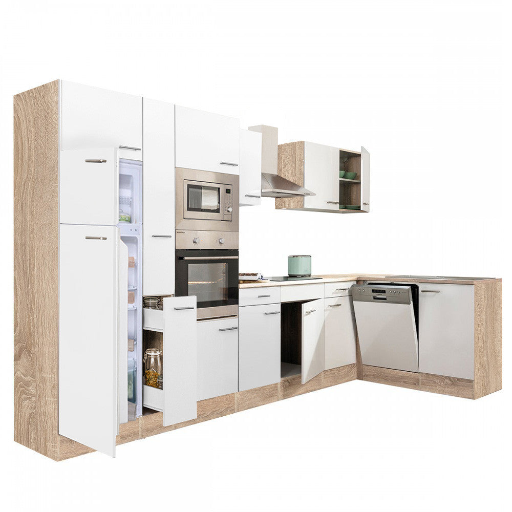 Sarok konyhabútor felülfagyasztós hűtős kivitelben, 370 cm széles - Homelux, LS370STFH Fő kép