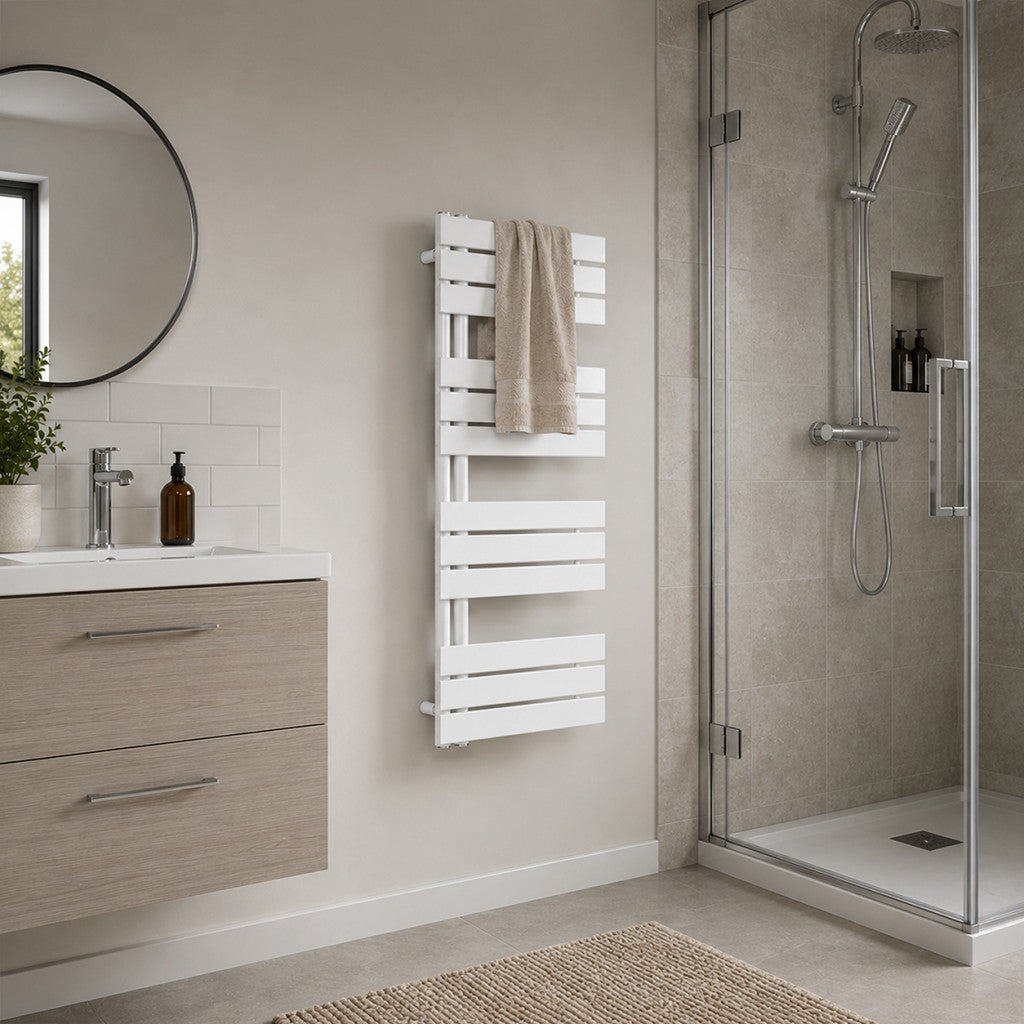Solaro Design Handtuchheizkörper 1200 x 500 mm, weiß Sekundäres Bild