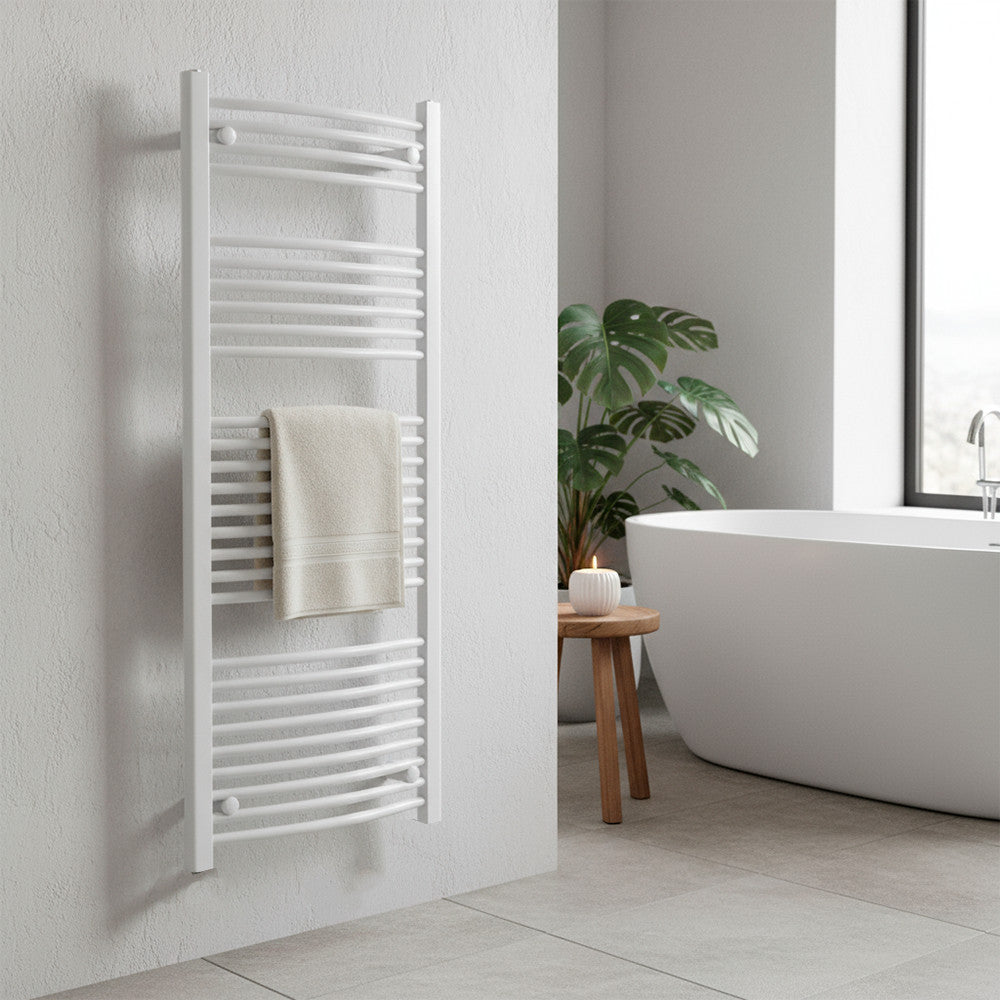 Gebogener Handtuchheizkörper 1400 x 600 mm, weiß Sekundäres Bild