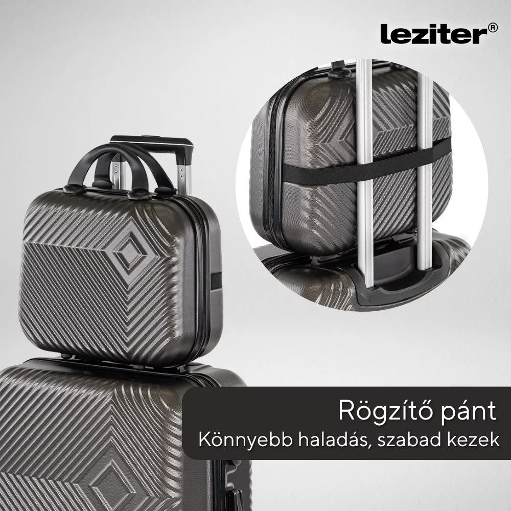 2 részes bőröndszett neszesszer hátoldali rögzítőpánttal a bőrönd húzószárán - Homelux, LTRPBS-V-OG