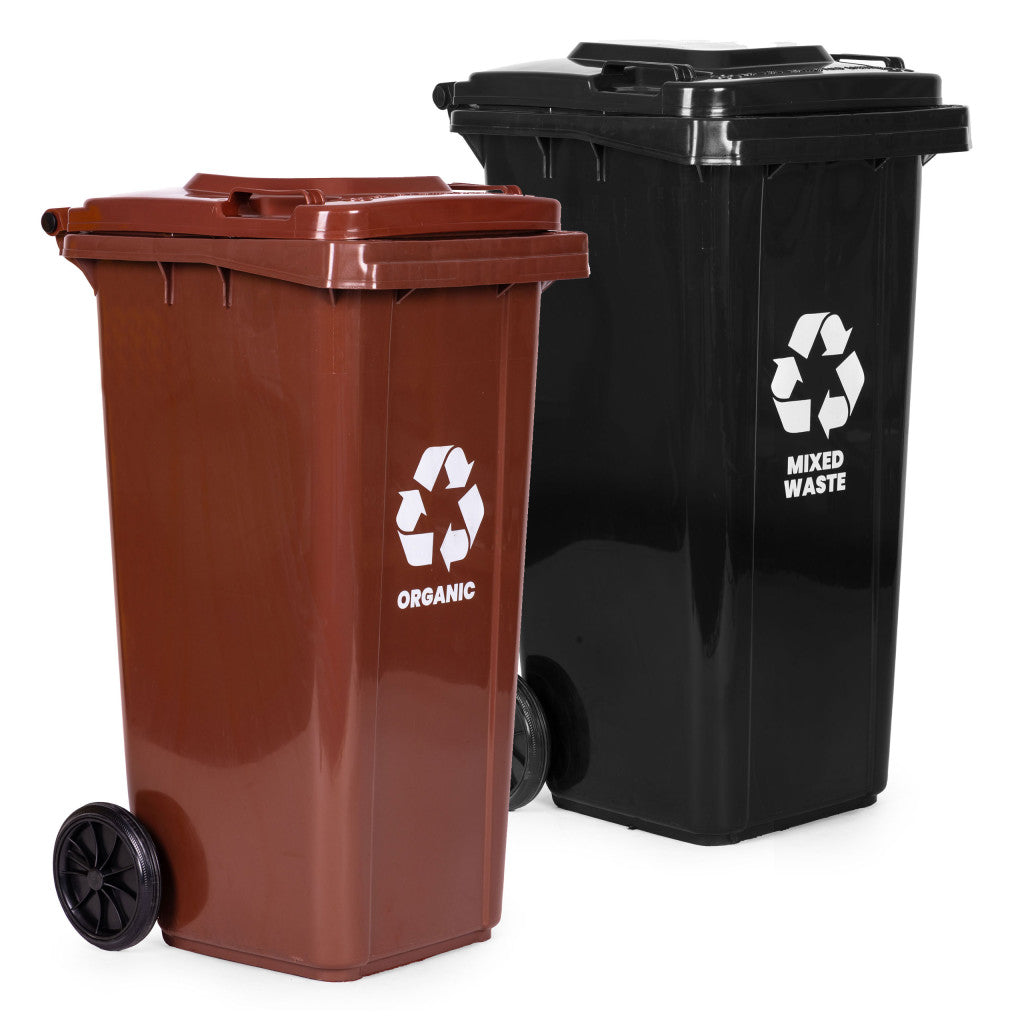 Abfallbehälter-Set 2x120L schwarz, braun, mit Gummirädern Sekundäres Bild