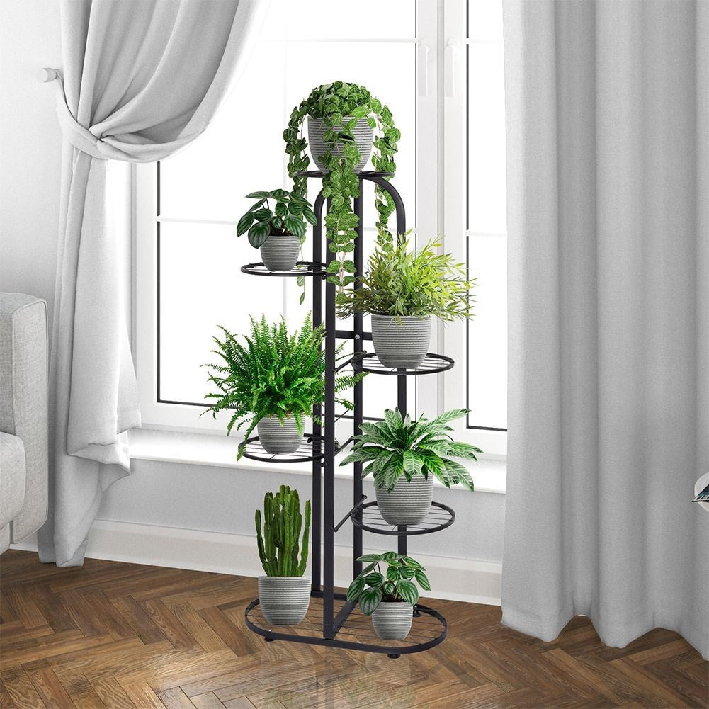 Moderner Blumenhalter aus Metall, 6 Etagen, schwarz Sekundäres Bild