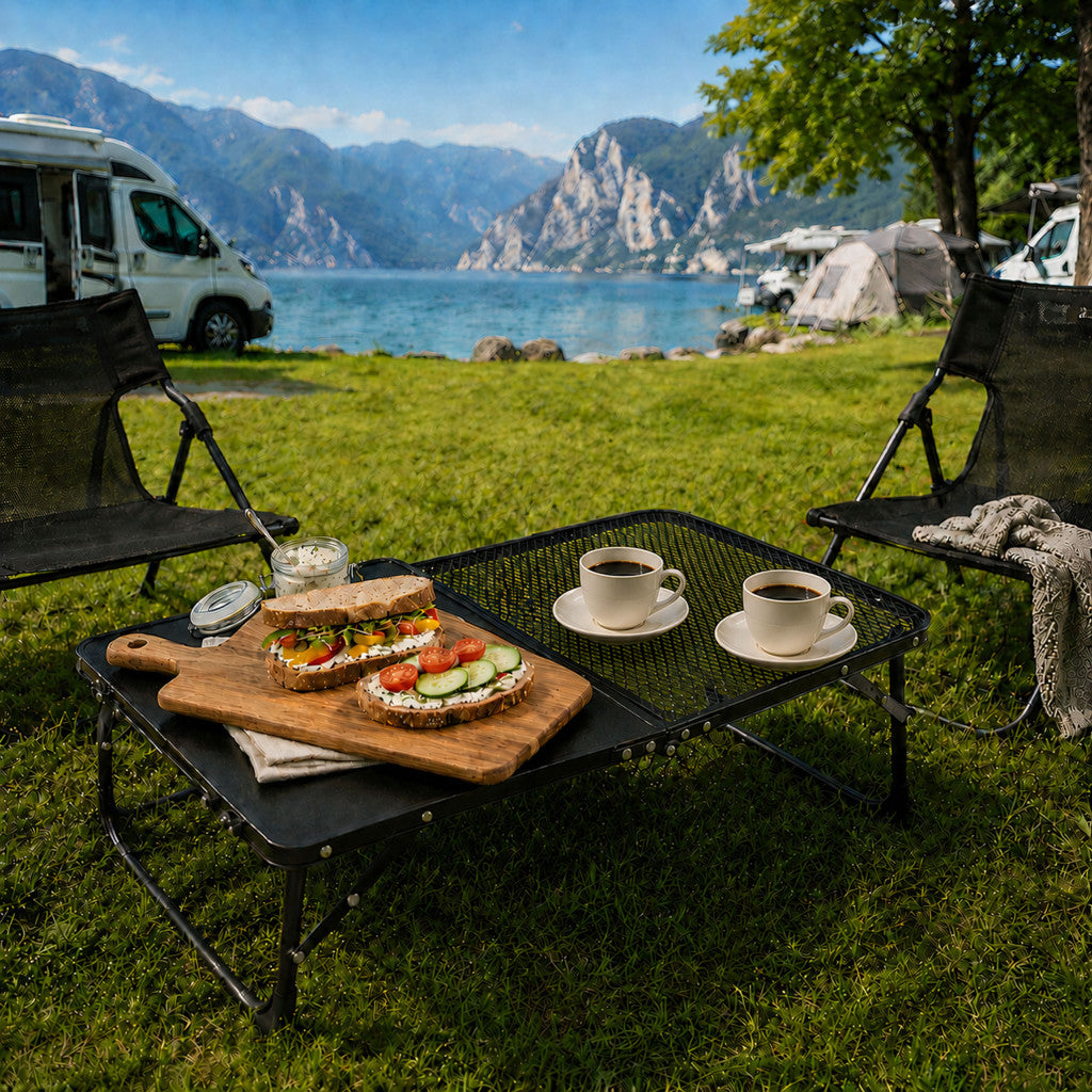 Zusammenklappbarer Campingtisch in Kofferform, 60x40 cm, schwarz Sekundäres Bild