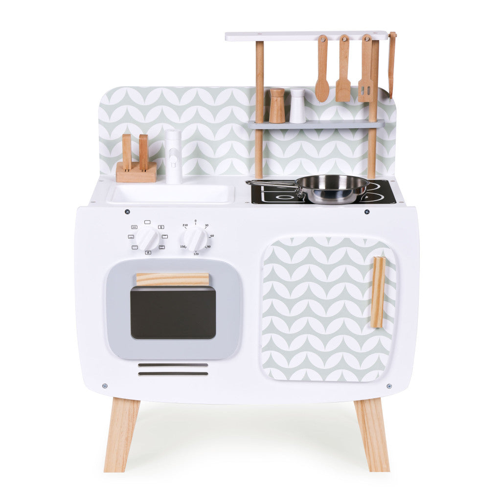 Spielküche aus Holz mit Backofen, Spüle und Küchenzubehör Sekundäres Bild