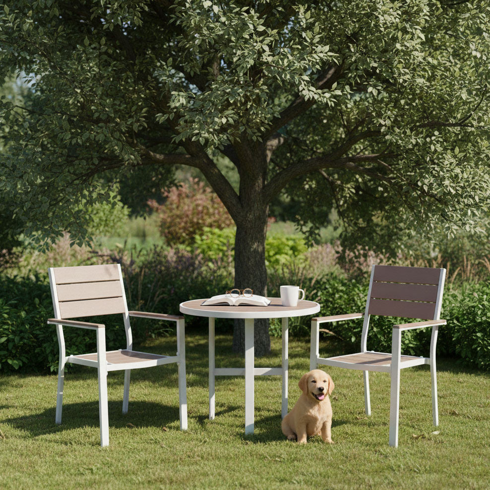 2er-Set Gartenstühle mit Metallgestell, Kunststoffsitz weiß Sekundäres Bild